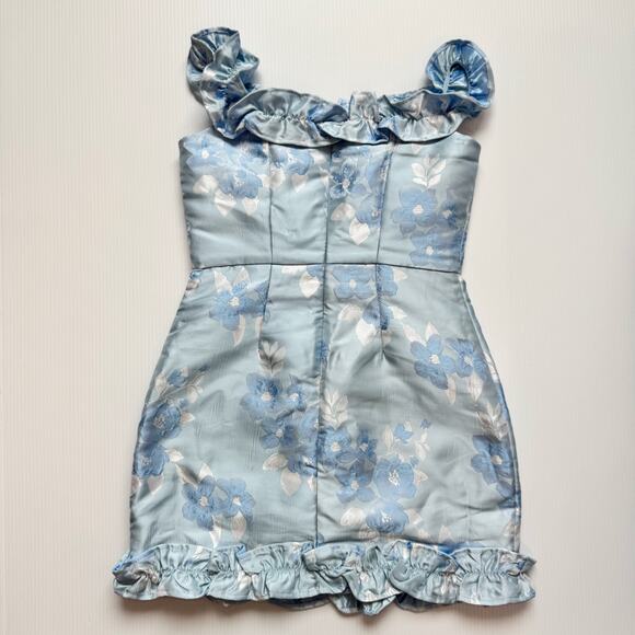 Lulus Pop the Bottle Mini Dress Blue Women’s Small Bridal Regencycore Bridgerton - Picture 8 of 16